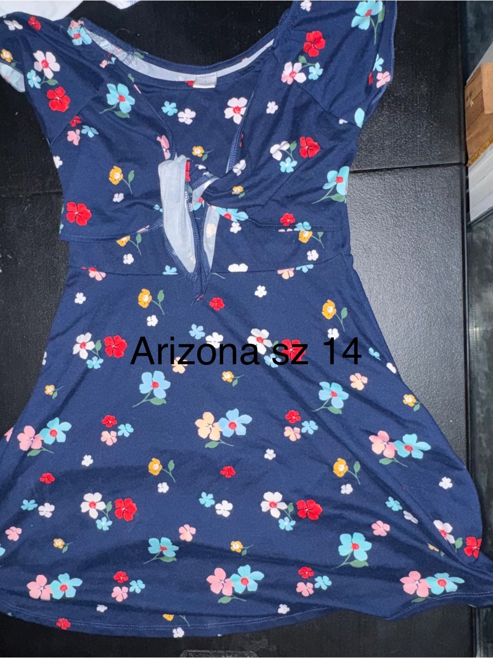 Arizona Jean Company Navy Floral Tie-Front Dress